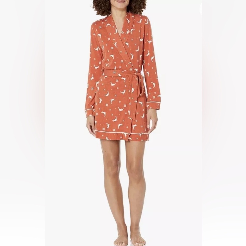 Cosabella Sahara Ski Trip Print Cozy Pima Cotton Blend Robe Size Large NWT